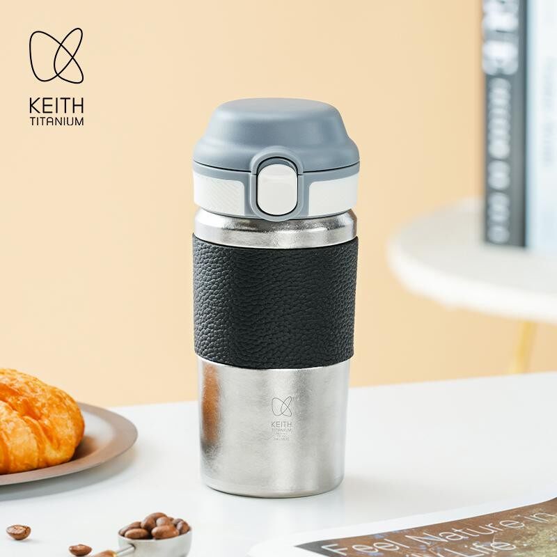 KEITH铠斯纯钛真空通勤随行杯360ml咖啡杯双层保温茶杯保温壶