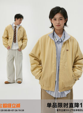 岚室双面穿香蕉黄做旧哈灵顿棉服