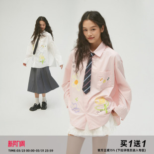 Clamisgold 男女款 花卉音符 衬衫 原创意趣味手绘涂鸦短袖 CASD