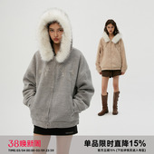 连帽毛领羊毛呢大衣加绒厚外套棉服 飞鸟与花 Clamisgold 岚室