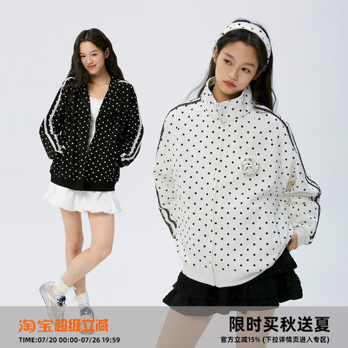 岚室玫瑰波点蕾丝开衫卫衣外套女