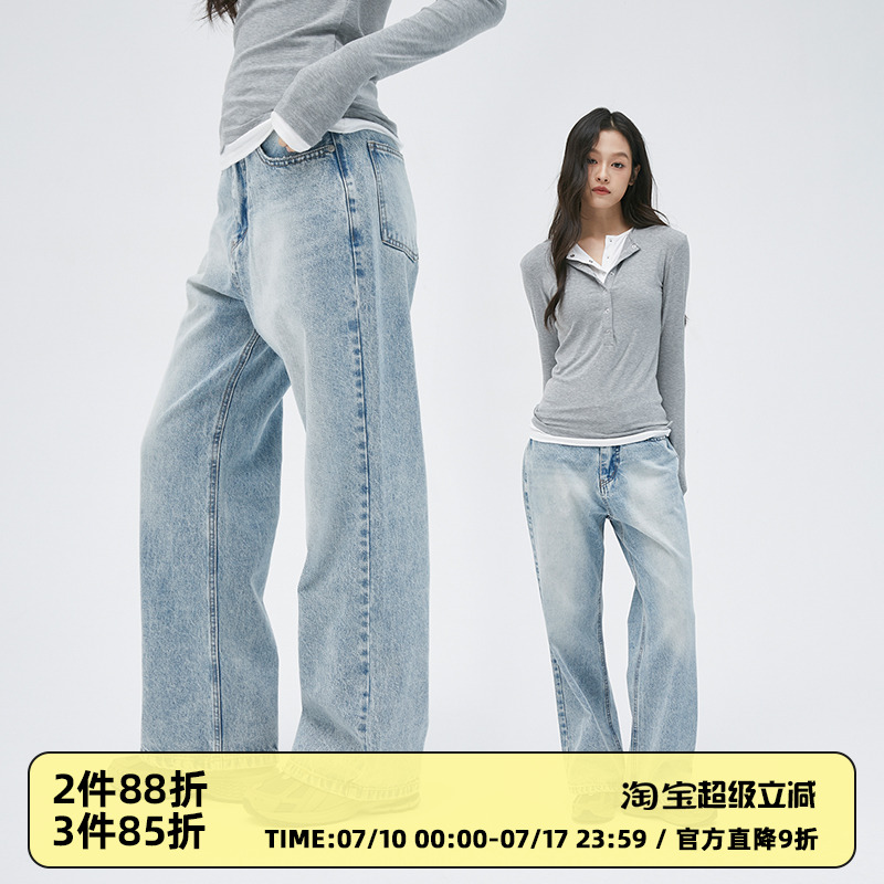 CLAMISGOLD洗水复古显瘦牛仔裤