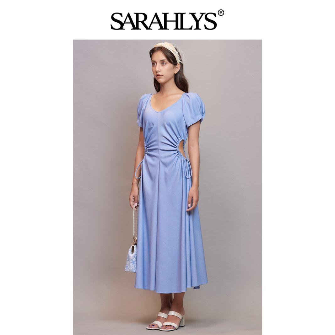 法式泡泡袖气质连衣裙女