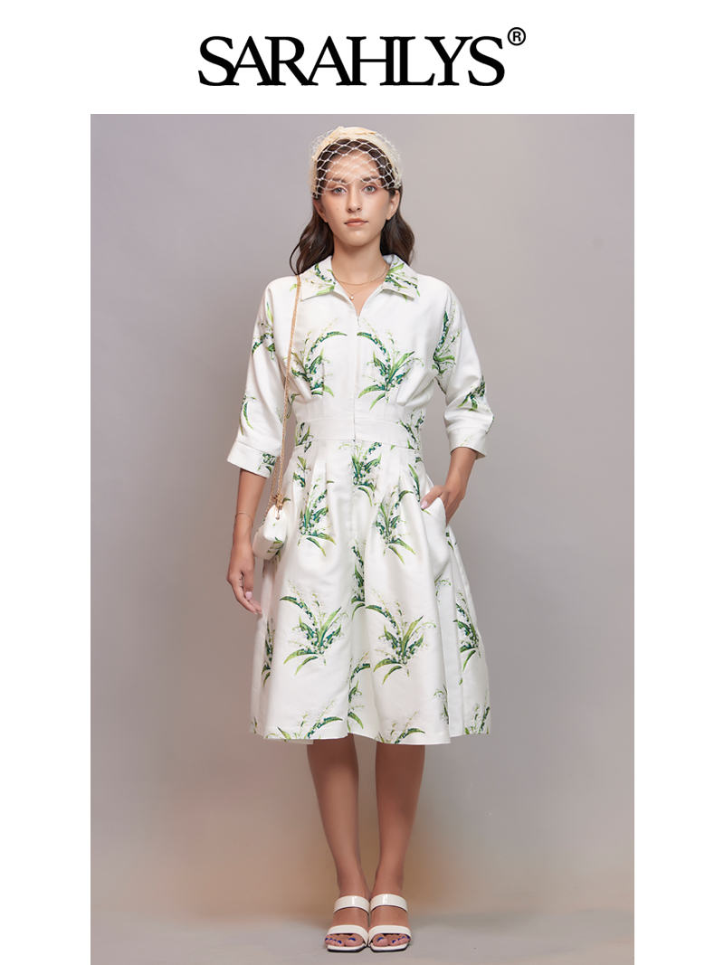 法式复古小众原创刺绣铃兰连衣裙