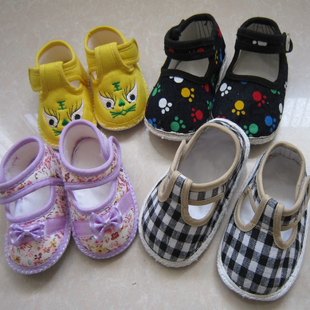 宝宝手工布鞋千层底胖脚丫方口布鞋布鞋软底婴儿学步站鞋 6-9个月