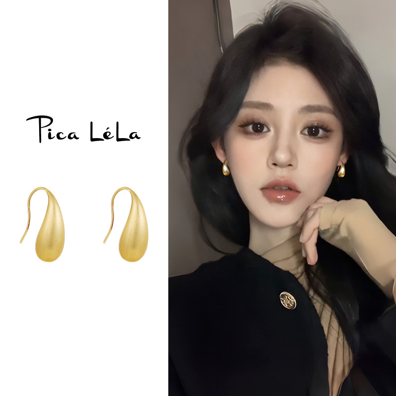 设计感拉丝水滴耳环独特