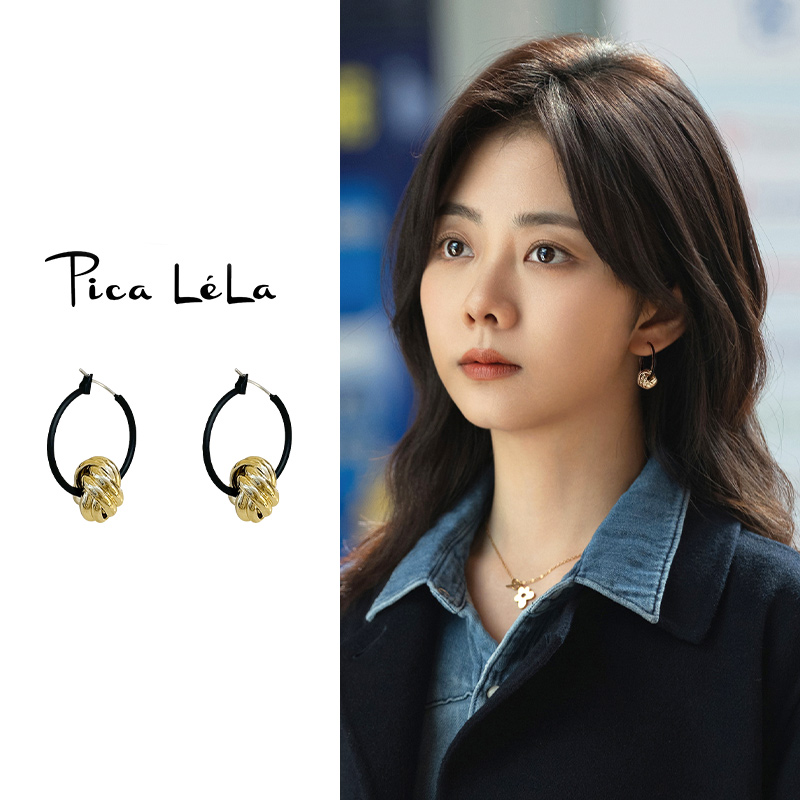 法式圈圈纯银耳环女高级感