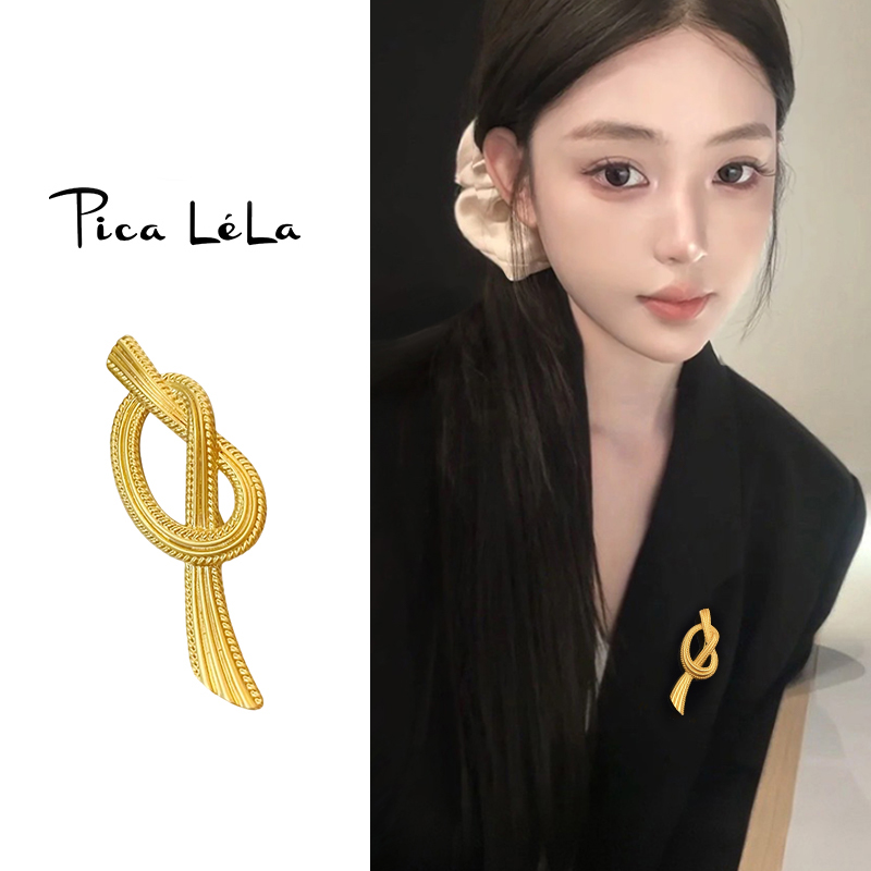 法式绳结蝴蝶结胸针高级感