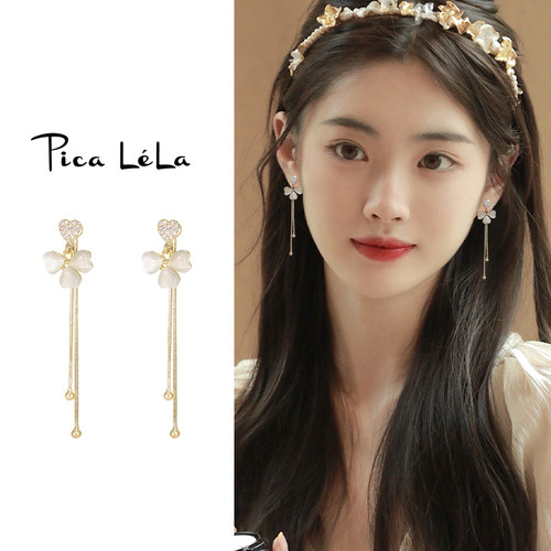 s925银针猫眼石耳环女