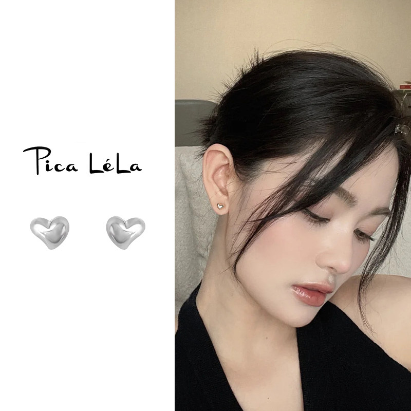 银色小众独特耳环耳钉女设计感高级轻奢气质简约百搭爱心通勤耳饰,饰品/流行首饰/时尚饰品新,耳环,淘宝优惠券,粉丝福利购,淘宝优惠卷