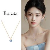 吊坠高级感气质配饰 轻奢小众锁骨链套装 蓝色蝴蝶项链女款 2026新款