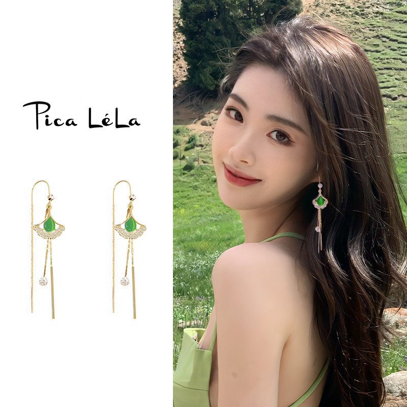 银杏叶耳钉女轻奢高级感