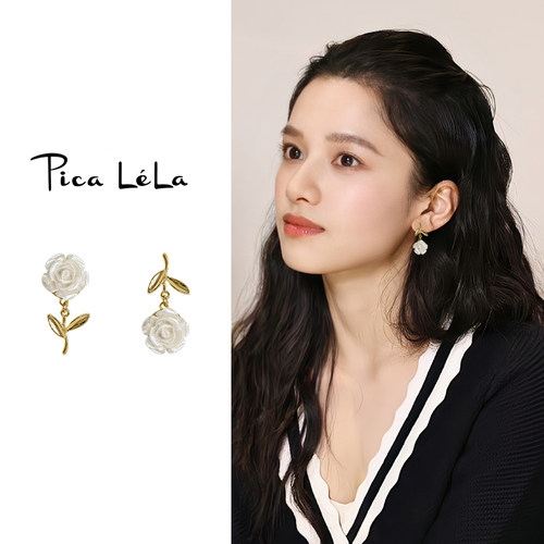 气质干枯玫瑰螺旋耳夹女