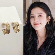 金色耳夹女新款轻奢高级感小众素圈耳钉耳坠复古气质耳环耳圈耳饰