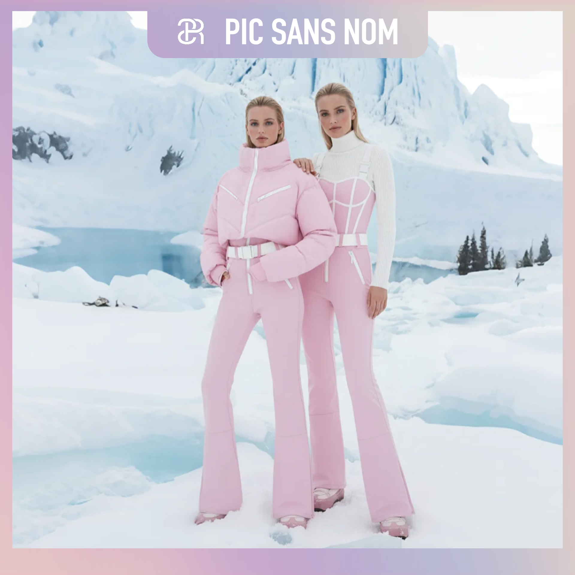 超显瘦千金粉色双板滑雪服羽绒服