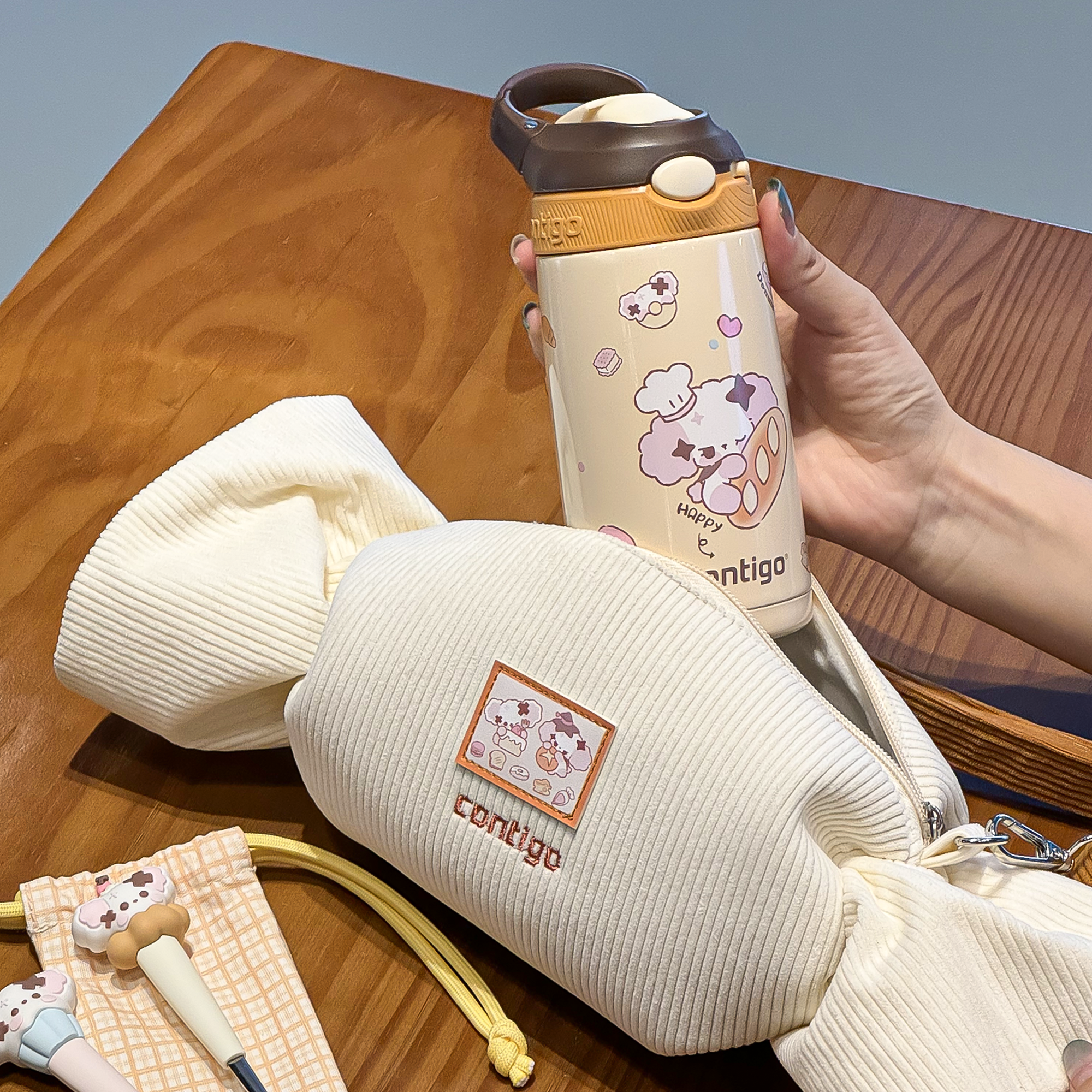 Contigo康迪克保温杯女生新款高颜值可爱学生316不锈钢吸管杯