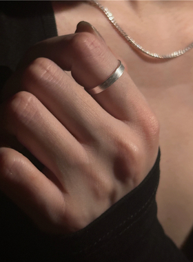 安小柏男女925纯银极简素银戒指