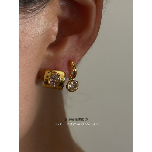 安小柏 欧美小众设计 洛杉矶lili闪钻锆石提篮耳环几何耳坠女高级