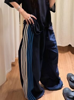 三条杠运动休闲裤男女宽松阔腿裤