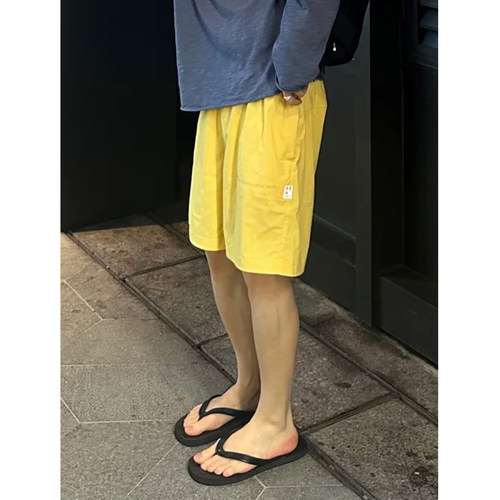 亮色系柠檬黄中性款速干骑行短裤男女夏季轻薄透气运动沙滩五分裤