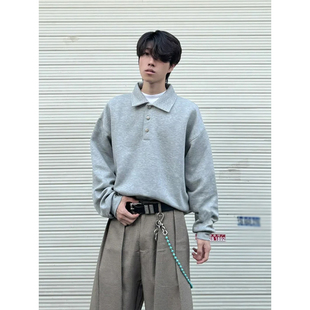 基础款Polo领卫衣男女款春季cleanfit松弛感休闲宽松百搭纯色上衣