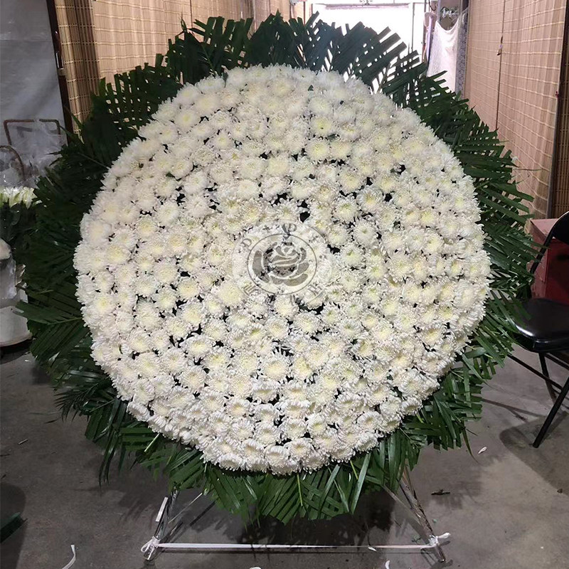 1.3米白菊鲜花花圈祭奠祭祀追悼会去世花白事丧礼北京同城速递