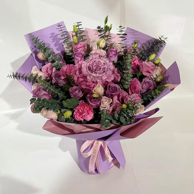情人节紫霞玫瑰混搭花束送老婆爱人追女友七夕三八节北京同城速递