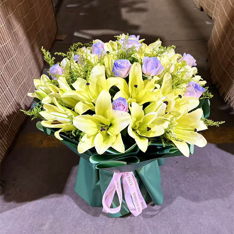 供佛黄百合花篮30朵超大祝福乔迁生日礼物老师北京同城鲜花速递