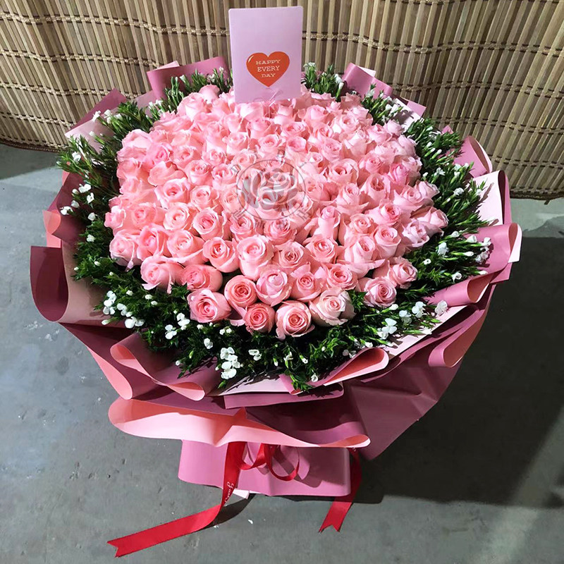 520情人节99朵粉玫瑰花束送女友老婆生日情人节北京同城鲜花速递