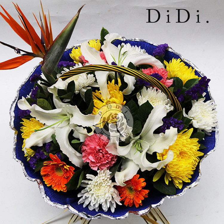 清明花手提扫墓花篮花束花菊花祭祀祭奠白事老人去世北京鲜花速递