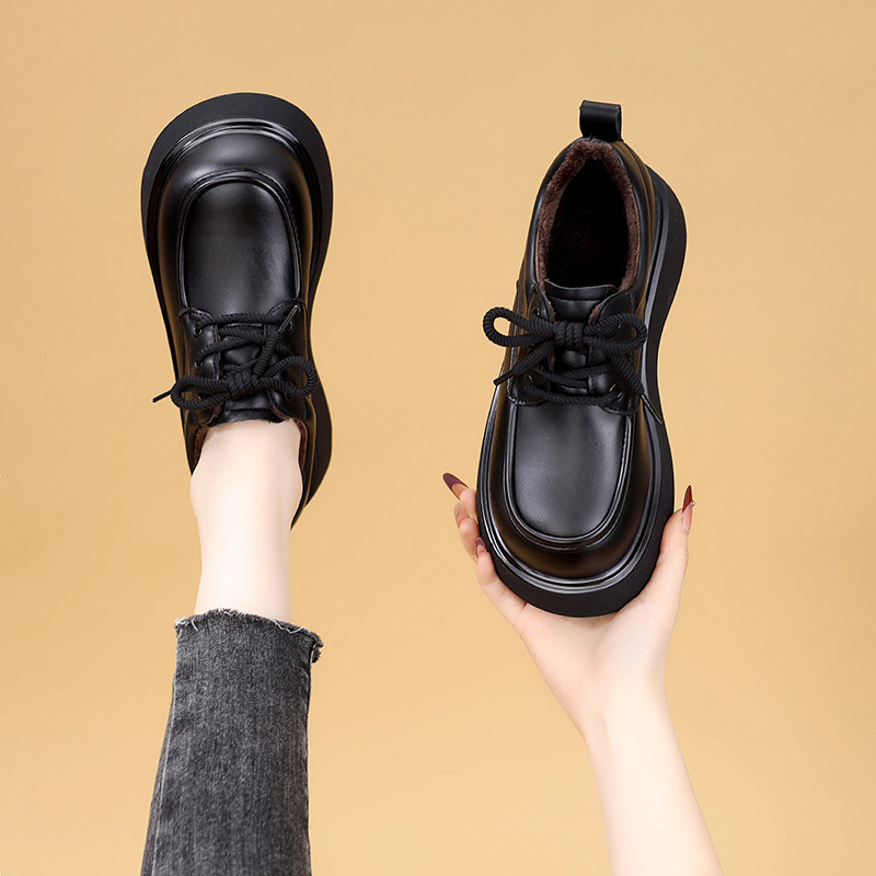 厚底乐福鞋女2026年早春季新款复古勃肯气质系带皮鞋软底显瘦单鞋,女鞋,乐福鞋（豆豆鞋）,淘宝优惠券,粉丝福利购,淘宝优惠卷