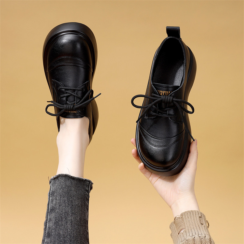 英伦风厚底乐福鞋女黑色圆头交叉绑带软底百搭简约皮面豆豆单鞋34,女鞋,乐福鞋（豆豆鞋）,淘宝优惠券,粉丝福利购,淘宝优惠卷