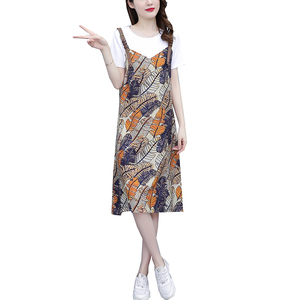 PS23972# 夏季新款韩版大码女装时尚洋气假两件拼接气质显瘦连衣裙 服装批发女装直播货源