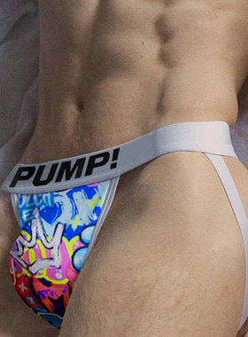 Men underwear PUMP!欧美街头涂鸦印花男士双丁内裤提臀低腰