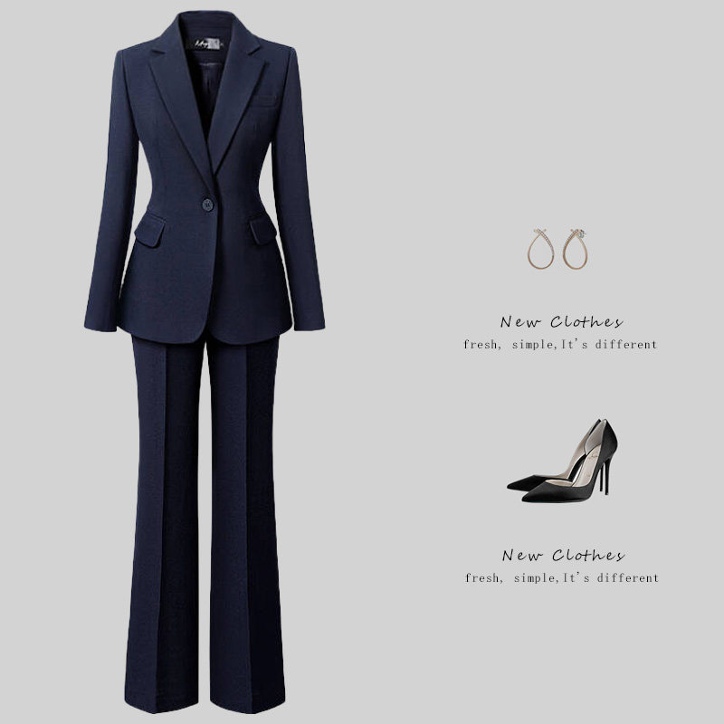 一粒扣职业西装套装春秋气质修身职场上班面试工作服销售通勤工装