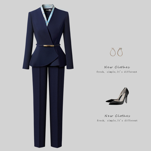 职业套装春秋气质修身收腰酒店前台接待售楼部工作服美容医美工装