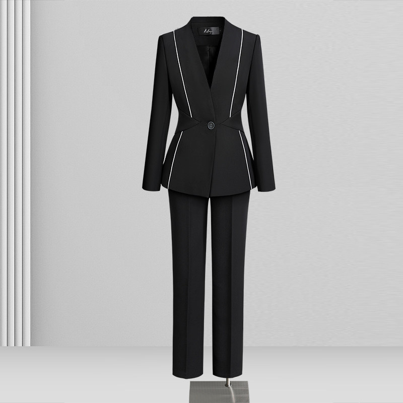 딥 브이넥 원버튼 프로페셔널 슈트 봄 가을 기질 슬림한 디자인 출퇴근용 직장 사무직 스마트 작업복