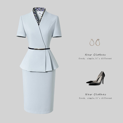 设计感职业女裙西装套装夏气质修身美容工作服医美前台接待工装