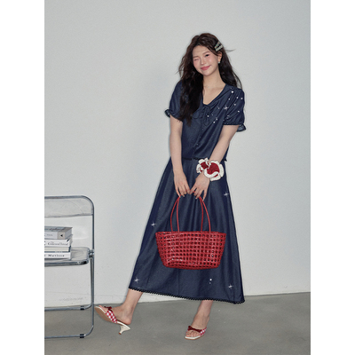 夏大大回头率超高2025夏季新款微胖复古气质牛仔蕾丝套装上衣半裙