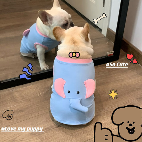 小象背心宠物服装棉背心泰迪法斗雪纳瑞猫狗衣服卡通弹力