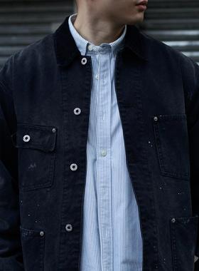 Gnomes lab 24AW 密歇根重水洗拼接灯芯绒领羊毛混纺格纹内里夹克