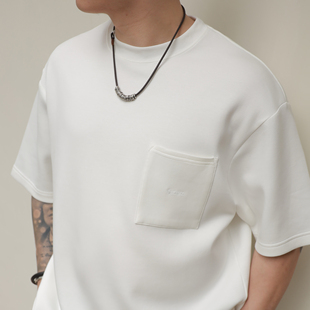 25SS4.0莫代尔长绒棉空气层软糯亲肤刺绣纯色圆领短袖 lab Gnomes