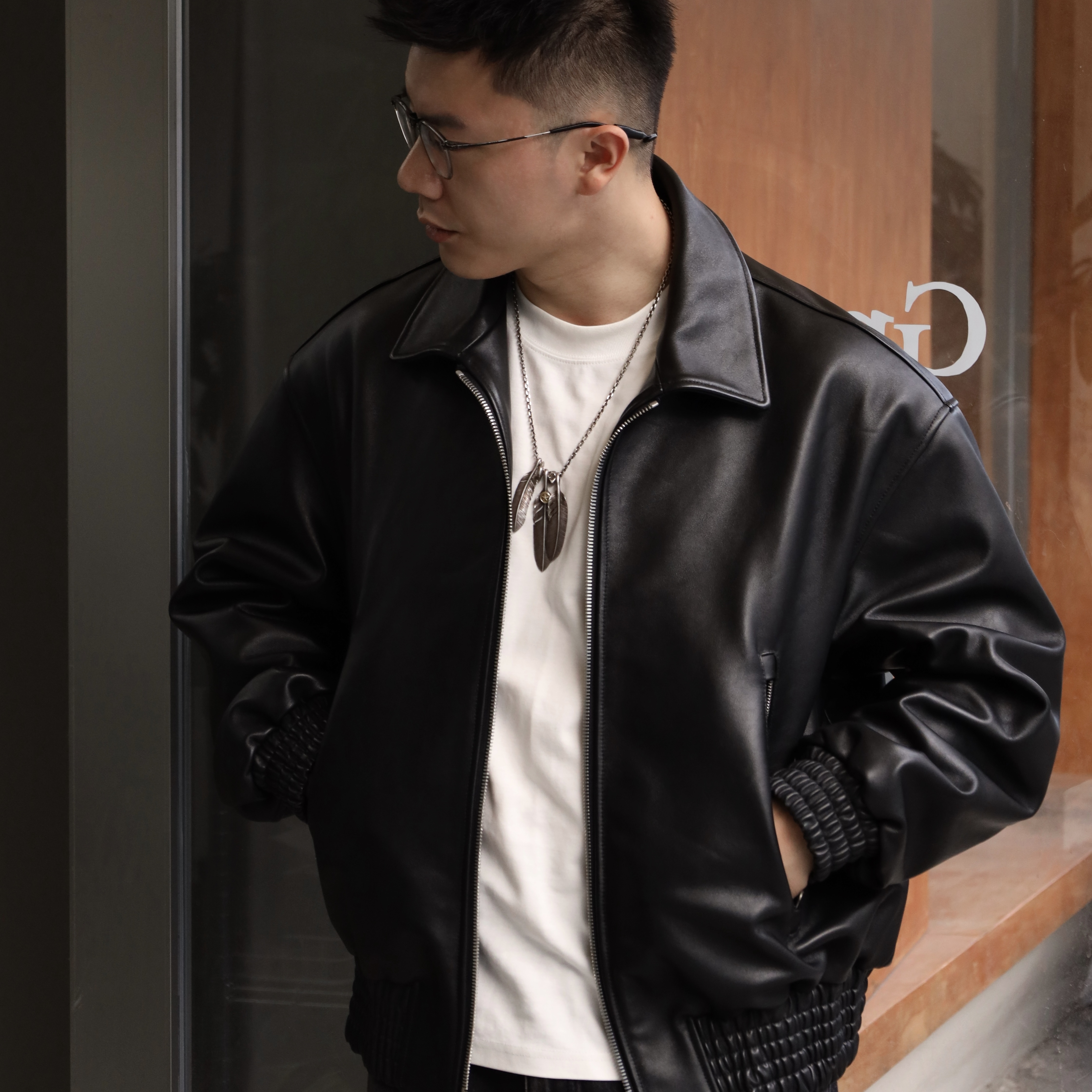 Gnomes lab 25AW 1.2毫米水染牛皮ex拉链皮衣