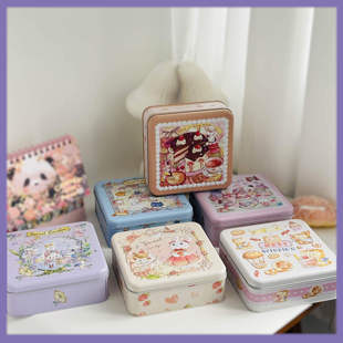 17厘米正方形曲奇饼干喜糖盒喜饼盒礼品包装盒铁盒伴手礼盒空盒子