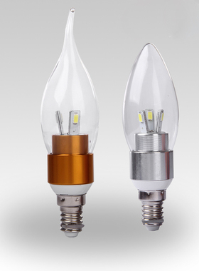 LED尖泡拉尾泡球泡3W5W7W超亮透明三叉五叉E14E27蜡烛灯节能灯泡