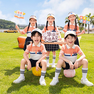 纯棉幼儿园园服中小学生班服校服Polo衫 T恤翻领套装 短袖 夏季