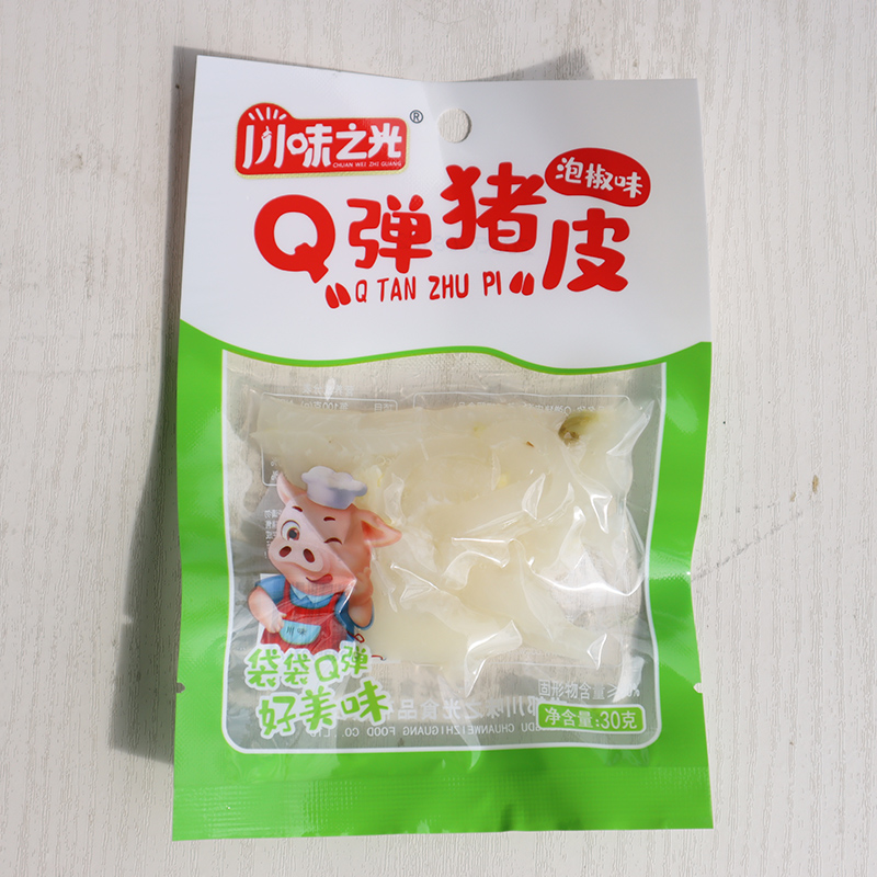 泡椒猪皮熟食肉皮解馋小吃休闲零食水晶猪皮晶川渝下酒凉拌菜即食