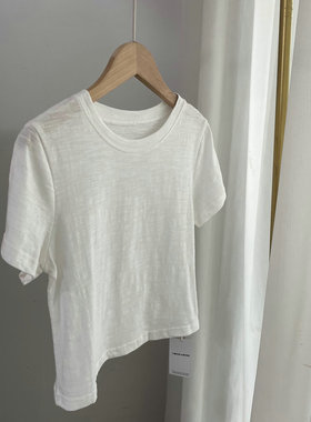246060经典百搭短款修身竹节棉打底白T恤 短袖tee女