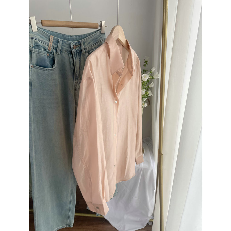 T3346后背镂空天丝香槟衬衫