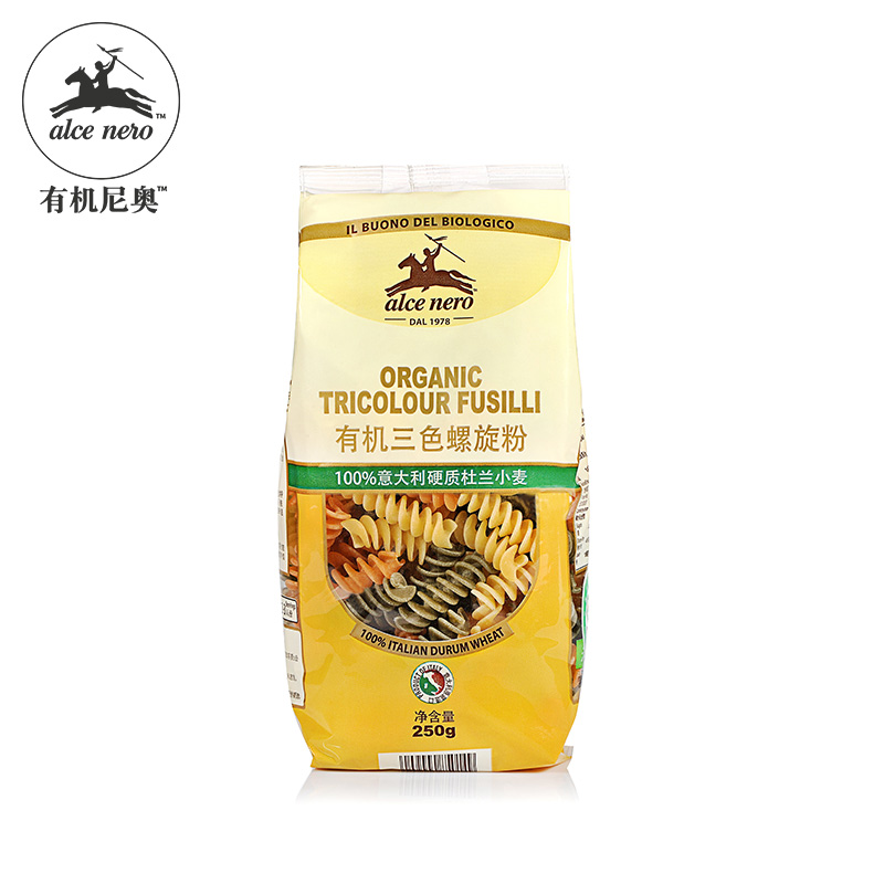 Alce Nero/有机尼奥有机三色螺旋粉进口意大利面意面通心粉250g袋